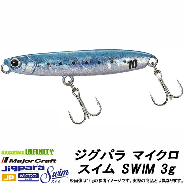 ●メジャークラフト　ジグパラ マイクロ スイム JPMSW 3g　【メール便配送可】 【まとめ送料割】