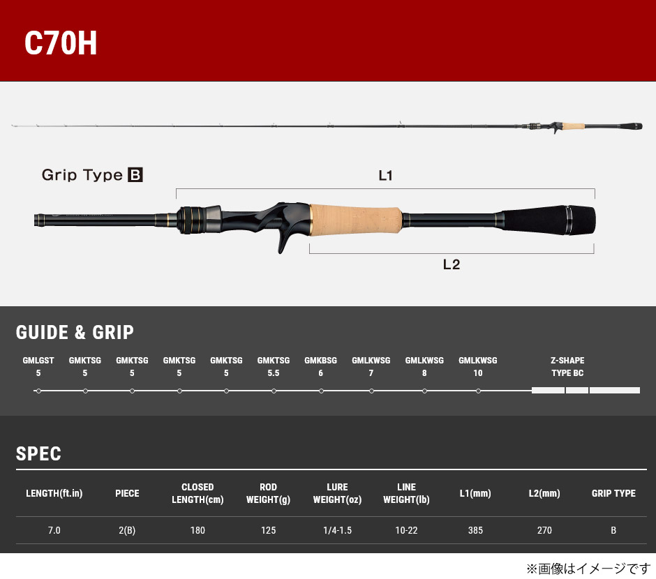 ●テイルウォーク　フルレンジ 22モデル C70H （ベイトモデル）