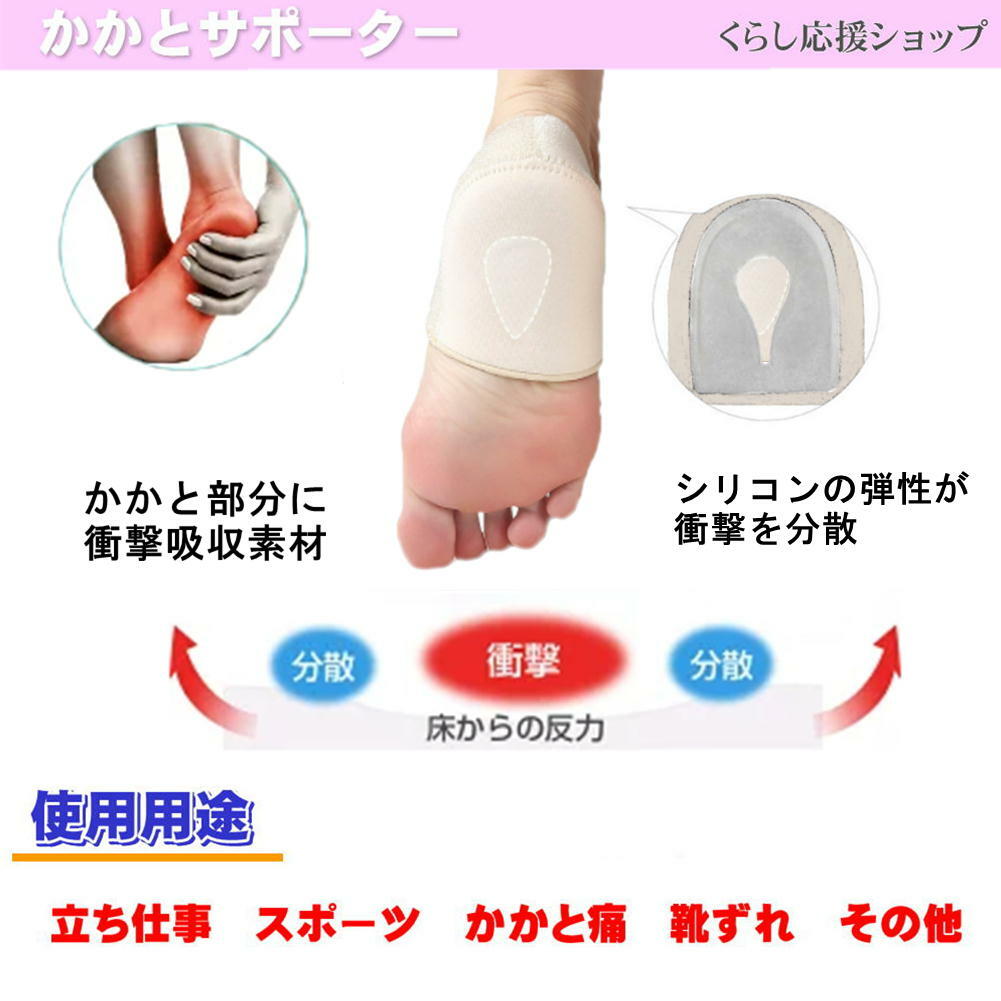 クッションがかかとの衝撃を吸収 ウォーキングもラクラク 踵サポーター 衝撃吸収 かかと サポーター クッション かかとパット 足 裏 足底腱膜炎 足底筋膜炎 剣道 痛み緩和 テーピング 男女兼用 日本最大のブランド 足サポーター かかと保護カバー 踵骨棘 かかとサポーター