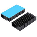 Awxlumv 2 個ヒートシンク 導熱接着シート 付き熱暴走対策 冷却ラジエーターフィンCPU ICチップ 回路基板 LED Raspberry Pi などの冷却開発ボードに適用 アルミニウム 50mm×25mm×10mm 黒(2)