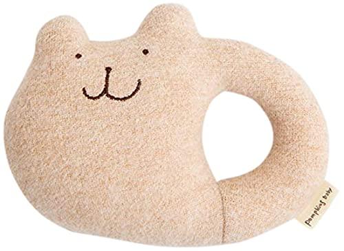 Y-1026 pompkins BABY オーガニックコットン100%【うさぎ・くま・わんこシリーズ】ガラガラ がらがら 日本製 (ブラウン(くま))