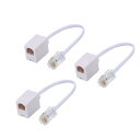 RJ45‐RJ11変換コネクタ イーサネットアダプター RJ45-RJ11変換アダプタ M/Fケーブル イーサネットRJ45 オス to 電話RJ11メス 8極8芯-6極4芯(3個 ホワイト)