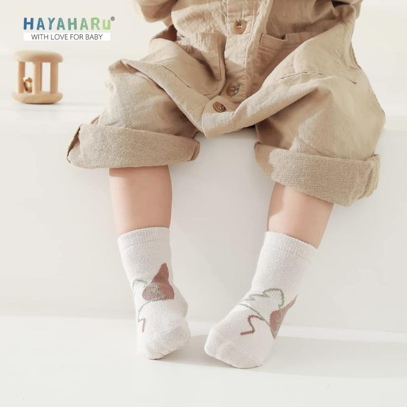 [HAYAHARU] ベビーソックス 滑り止め付き 子供靴下 0-5歳 滑り止め ソックス キッズ ベビー 子供 綿 通気性 柔らかい 男の子 女の子 5足セット 通園 通学 抗菌