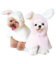 PetGround ウサギ耳付きポンチョ風犬服 可愛い 犬用ポンチョ 暖かい 秋冬 犬 服 小型犬 中型犬 防寒 ペット服 (ホワイト, S)