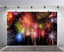 Qinunipoto 背景布 花火の背景 花火大会 カラフル 夏の祭り 2.1x1.5m Happy New Year 新年 写真撮影用 人物撮影 子供撮影 ウェディングテーマ撮影背景布 背景シート 写真館 撮影スタジオ用 自宅 パー