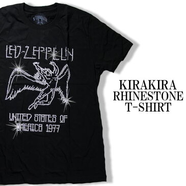 ラインストーン ロックTシャツ バンドTシャツ Led Zeppelin レッド・ツェッペリン レディース メンズ ロックT バンドT バンT ロゴ バンド ダンス ミュージック ファッション ブラック 黒 白 大きいサイズ コットン 綿 100% 春夏 夏物 おしゃれ