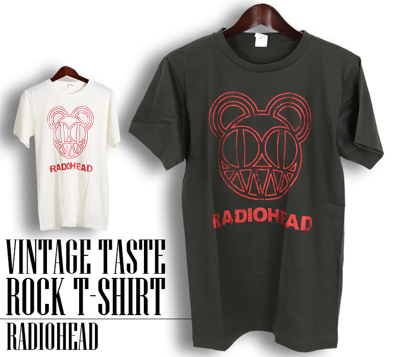 ヴィンテージ風 Radiohead レディオヘッド ロックTシャツ バンドTシャツ 半袖 メンズ レディース かっこいい バンT ロックT バンドT ダンス ロック パンク 大きいサイズ 綿 黒 白 ブラック ホワイト M L XL 春 夏 おしゃれ Tシャツ ファッション