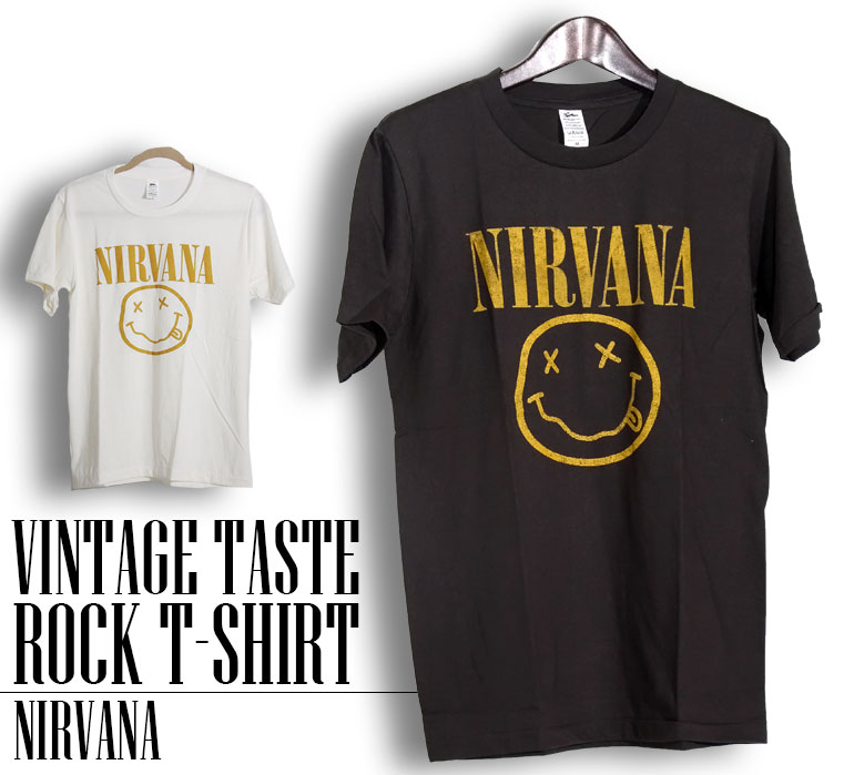 ヴィンテージ風 Nirvana Tシャツ ニルヴァーナ ニルバーナ ロックTシャツ バンドTシャツ 半袖 メンズ レディース かっこいい バンT ロックT バンドT ダンス ロック パンク 大きいサイズ 綿 黒 白 ブラック ホワイト M L XL 春 夏 おしゃれ Tシャツ ファッション