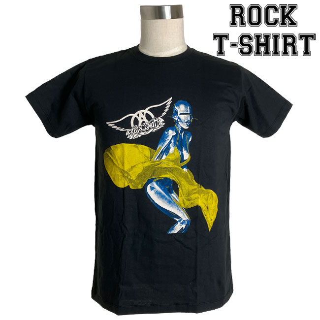 Aerosmith グラフィック Tシャツ エアロスミス マリリン・モンロー風ロボット ロックTシャツ バンドTシャツ メンズ レディース ロックT バンドT バンT 衣装 ロゴT ダンス ミュージック ファッション ブラック 黒 M L XL コットン 綿 100% 春夏 夏物 おしゃれ