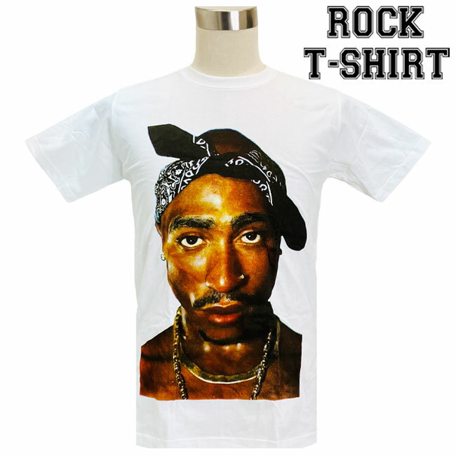 楽天batagoras2Pac グラフィック Tシャツ 2パック 顔プリント ロックTシャツ バンドTシャツ メンズ レディース ロックT バンドT バンT 衣装 ロゴT ダンス ミュージック ファッション ホワイト 白 M L XL コットン 綿 100％ 春夏 夏物 おしゃれ