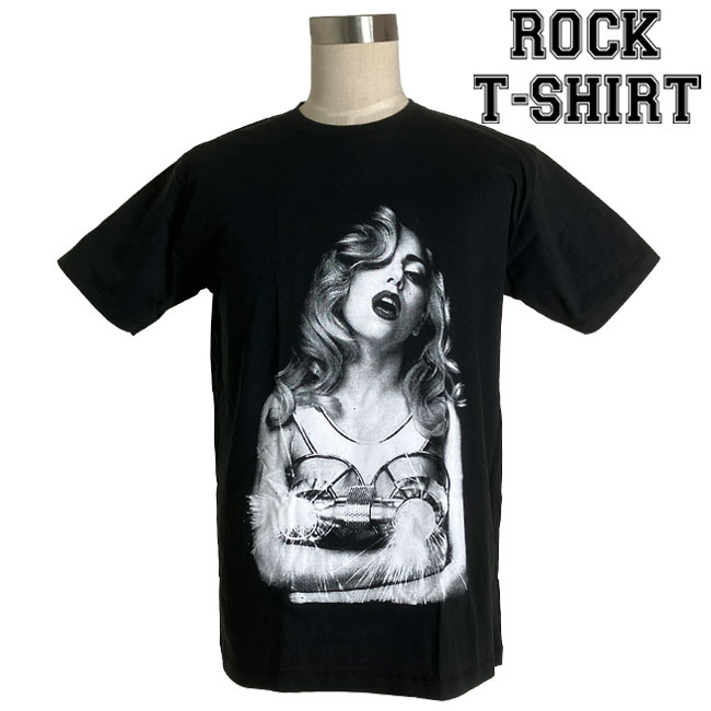 Lady Gaga グラフィック Tシャツ レディー ガガ ロックTシャツ バンドTシャツ メンズ レディース ロックT バンドT バンT 衣装 ロゴT ダンス ミュージック ファッション ブラック 黒 M L XL コットン 綿 100 春夏 夏物 おしゃれ