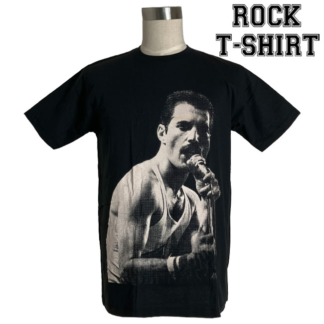 楽天batagorasFreddie Mercury グラフィック Tシャツ フレディ マーキュリー ガッツポーズ ロックTシャツ バンドTシャツ メンズ レディース ロックT バンドT バンT 衣装 ロゴT ダンス ミュージック ファッション ブラック 黒 M L XL コットン 綿 100％ 春夏 夏物 おしゃれ