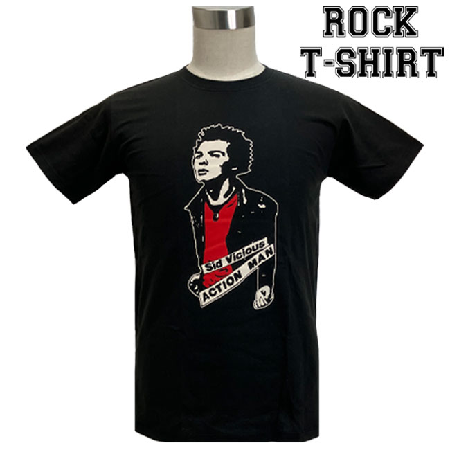 Sid Vicious グラフィック Tシャツ シド ヴィシャス シド ビシャス ACTION MAN ロックTシャツ バンドTシャツ メンズ レディース ロックT バンドT バンT 衣装 ロゴT ダンス ミュージック ファッション ブラック 黒 M L XL コットン 綿 100 春夏 夏物 おしゃれ