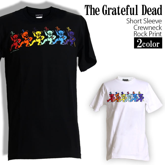 Grateful Dead Tシャツ グレイトフルデッド ロックTシャツ バンドTシャツ ダンシングベア デッドベア ビーンベア メンズ レディース パロディ Tシャツ おもしろ ロゴ 衣装 ダンス ミュージック ファッション ブラック 黒 白 コットン 綿 100% 春夏 夏物 おしゃれ