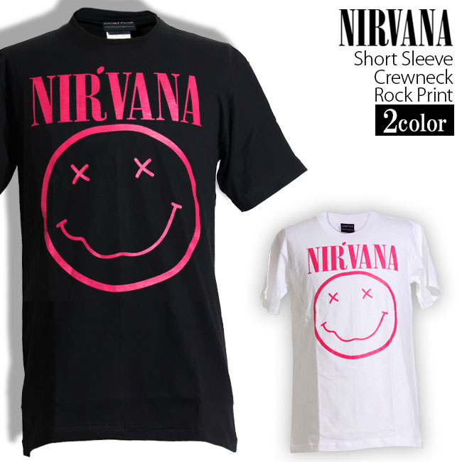 Nirvana Tシャツ ニルヴァーナ ロックTシャツ バンドTシャツ ニルバーナ ニコちゃん メンズ レディース ロックT バンドT バンT ロゴ バンド ロゴT ダンス ミュージック ファッション ブラック ホワイト 黒 白 大きいサイズ 綿 100% 春夏 夏物 おしゃれ ファッション