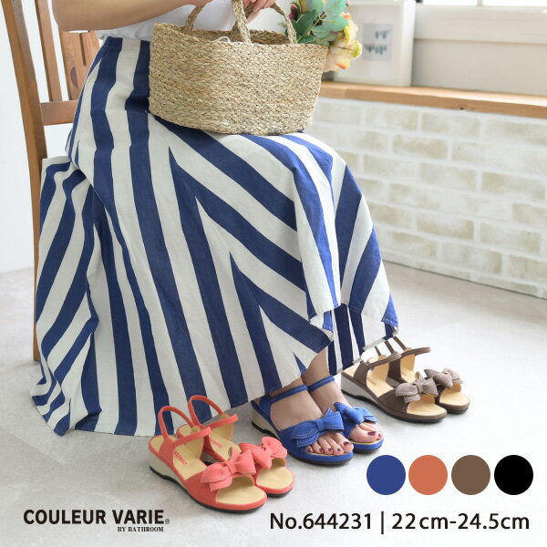 【洗える靴】サンダル レディース 痛くない ストラップ ウェッジソール ウェッジヒール リボン 幅広 甲高 甲深 外反母趾 カジュアル 大人かわいい ヒール 春 夏 おしゃれ 旅行 クロールバリエ No.644231【ご予約特典5%OFF】【4月中旬頃入荷予定】
