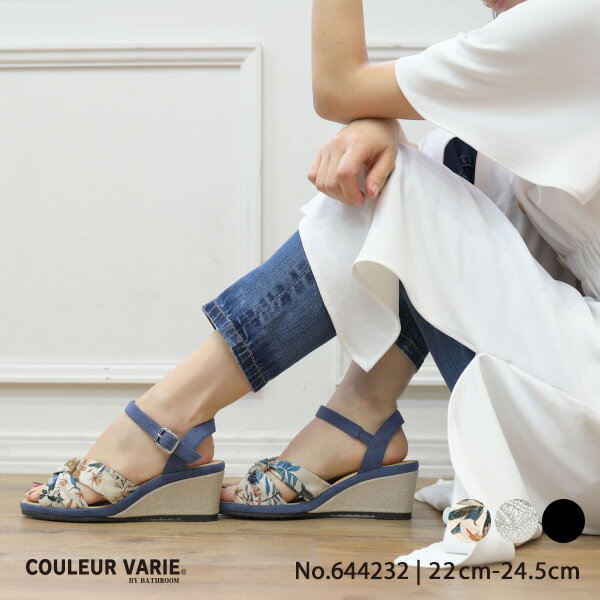 【洗える靴】サンダル レディース リボン ウェッジソール 痛くない 柔らかい 歩きやすい かわいい 旅行 リゾート カジュアル きれいめ 人気 ウォッシャブル クロールバリエ No.644232【ご予約特典5%OFF】【4月中旬頃入荷予定】