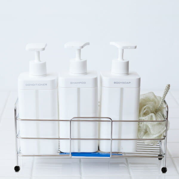 シャンプーラック1段「新バスワイヤー」【ステンレス ディスペンサースタンド ボトルホルダー ボトルラック ボトルスタンド シャンプーホルダー シャンプースタンド...