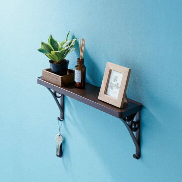 タオルバーシェルフ(ブラウン)【タオルハンガー タオルかけ タオル掛け サニタリー 洗面所 トイレ トイレタリー 棚 ラック シェルフ 小物置き トレー ディスプレイ アクセサリー 時計 携帯 指輪 ネックレス インテリア シンプル】