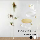 楽天BATH ROOM　バスルーム突っ張り棒 縦 「ダイニングルームセット 」DRAW A LINE 200～275cm 縦 つっぱり棒 つっぱり ラック フック 棚 組み合わせ DIY 収納 インテリア 賃貸 真鍮 モリモリツリーセット ホワイト おしゃれ ドローアライン