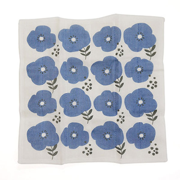 【4枚以上購入で送料無料 柄違いOK】日本製 原田織物 7枚あわせ かや生地ふきん フラワー柄 ブルー 綿100% レーヨン100％ かわいい 台拭き おてふき お手拭き おしぼり 在庫有れば即日発送 生活雑貨 キッチン用品 吸水性抜群 通気性 速乾性 30×30 re-2019-07-fnv【M4】