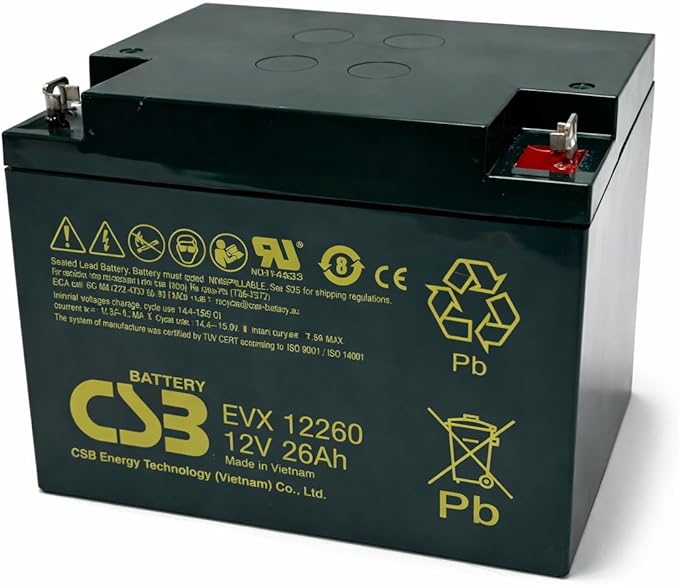G&Yu EVX12260 B3端子 小型制御弁式鉛蓄電池 12V 26Ah 密閉型 VRLA UPS・無停電電源装 電動カート 電動車いす セニアカー 蓄電