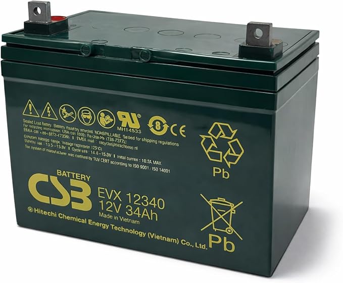 Rakuten - G&Yu EVX12340 B5端子 小型制御弁式鉛蓄電池 12V 34Ah 密閉型 VRLA UPS・無停電電源装置 電動カート 電動車いす セニアカー 蓄電