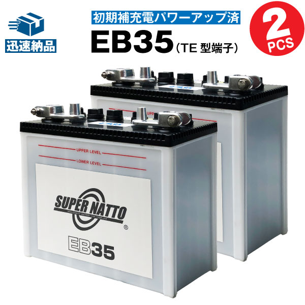 EB35【お得！2個セット】 （TE型端子）・初期補充電済（産業用鉛蓄電池）【新品】■■スーパーナット【長寿命・保証書付き】【サイクルバッテリー】