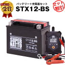 バイクバッテリー充電器+STX12-BS セット■バイクバッテリー■YTX12-BS互換■12V/6V切替 星乃充電器・スーパーナットフォーサイト、フュージョン、ゼファー、デスペラード800、ZEPHYR、マグナ(液入済)