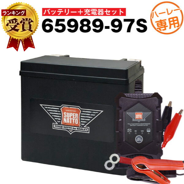 ハーレー対応 充電器＋AGMバッテリー 65989-97S セット■バイクバッテリー■65989-97A 65989-97B 65989-97C互換【あす…