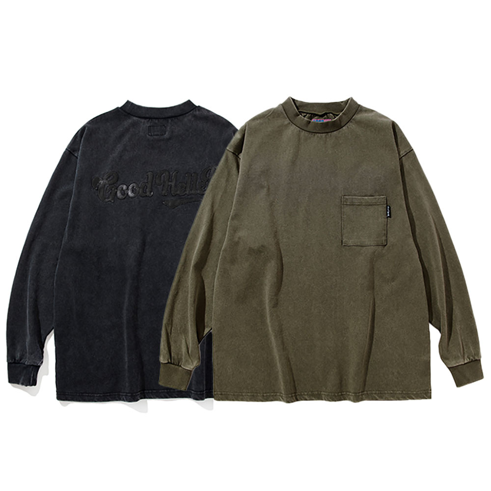 Good Heller グッドヘラー LEATHER WAPPEN USED WASH L/S POCKET TSHIRT GH-25AW008 ロンT レザーパッチ