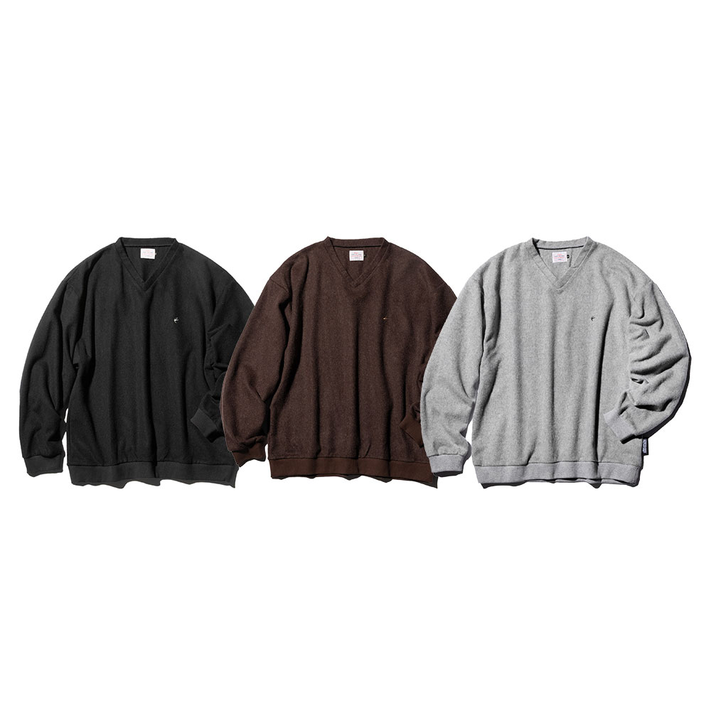【20倍ポイント】CLUCT クラクト KAISER [VNECK TOP] 04737 Vネックニット ニット カットソー ロンT ワンポイント デザイン 混紡素材 ストリート