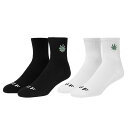 【2倍ポイント】HUF ハフ PLANTLIFE EMB 1/4 SOCKS SK00884SP25 ミッドソックス クルーソックス 靴下 ロゴ デザイン アートワーク シンプル