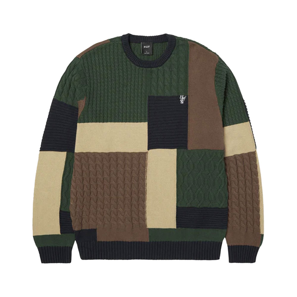 【2倍ポイント】HUF ハフ COLUMBIA CABLE KNIT SWEATER KN00572HO25 ニット セーター ジャガード 総柄 ストリート カジュアル