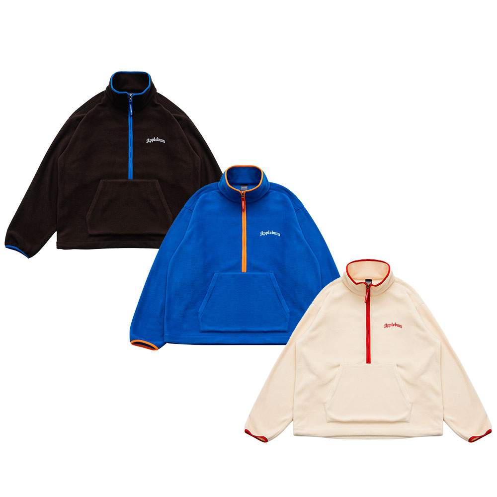 APPLEBUM アップルバム Fleece Half Zip Jacket 2420616 フリースジャケット 上着 長袖 秋冬物 ワンポイントロゴ シンプル