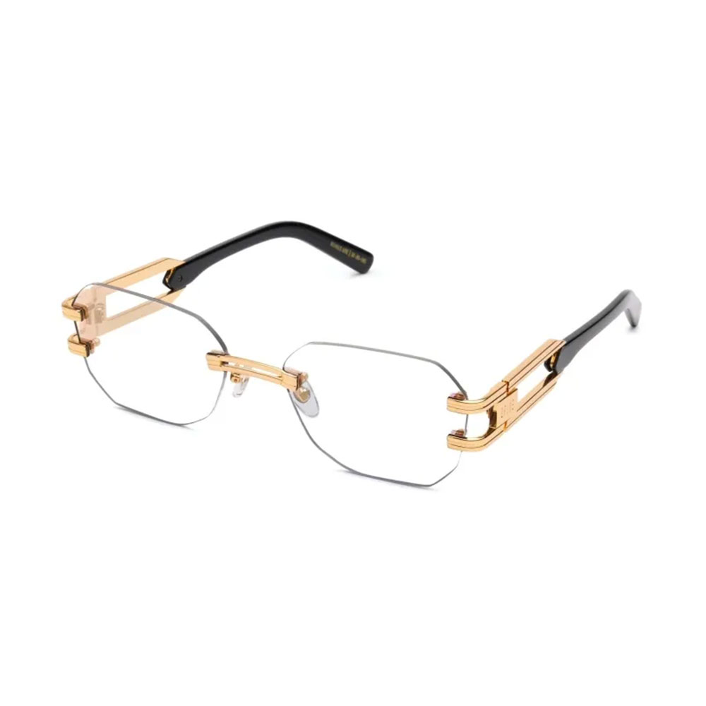 9FIVE / nine five （ナインファイブ）9five ROYALS LITE Black & 24K Gold Clear Lens Glasses