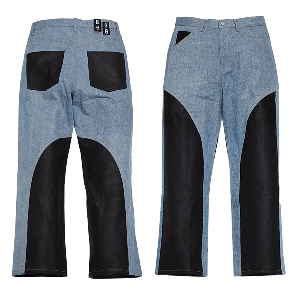 BAGARCH バガーチ PU LEATHER SWITCHING DENIM PANTS BH-1535 デニムパンツ デニム ジーンズ メンズ ブランド ストリート