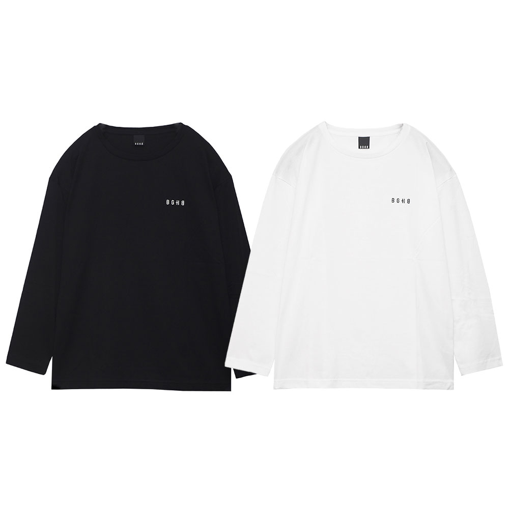 BAGARCH バガーチ SILKY-LTS BH-1555 ロングT Tシャツ 長袖 シルク ドロップショルダー トレンド シルエット ロゴ ワンポイント シンプル