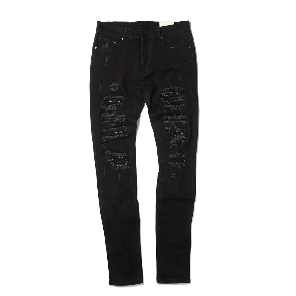 mnml ミニマル X165 Paisley Stretch Denim Black 23ML-SP222D デニムパンツ スキニージーンズ ジーパン ダメージ加工