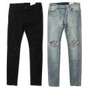 mnml ミニマル X1 Stretch Denim 19ML-AW582D デニムパンツ スキニージーンズ ジーパン ダメージ加工 ストリート シンプル パッチ