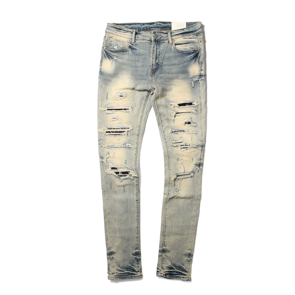 mnml ミニマル X165 Paisley Stretch Denim Black 23ML-SP222D デニムパンツ スキニージーンズ ジーパン ダメージ加工