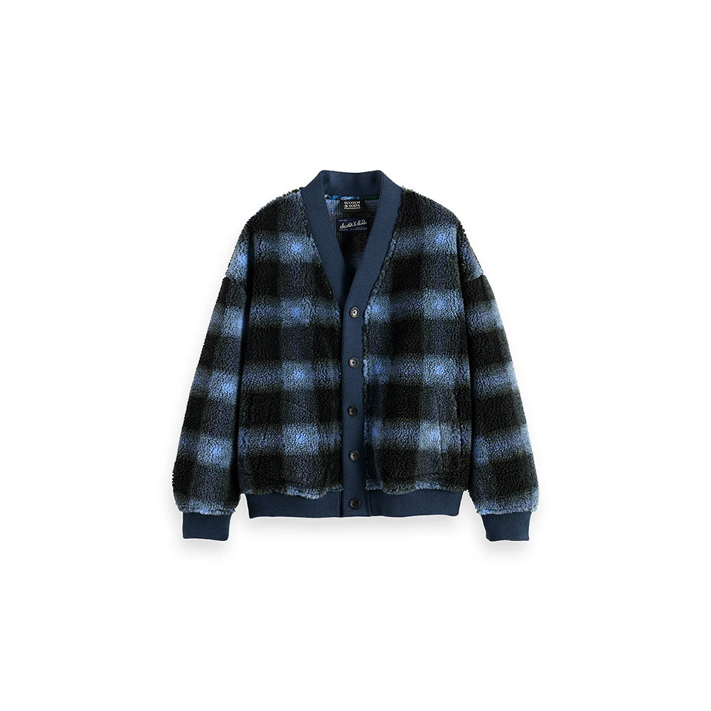 SCOTCH & SODA スコッチアンドソーダ Polar Fleece Cardigan 181529 フリースカーディガン チェック柄 ボア カジュアル