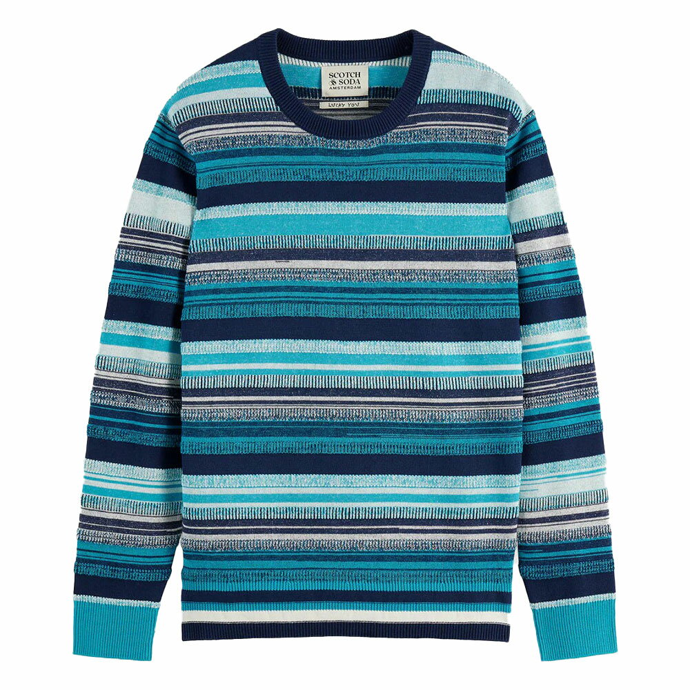 【2倍ポイント】SCOTCH & SODA スコッチアンドソーダ Striped Regular-Fit Pullover 182878 ニットセーター ボーダー柄 カジュアル