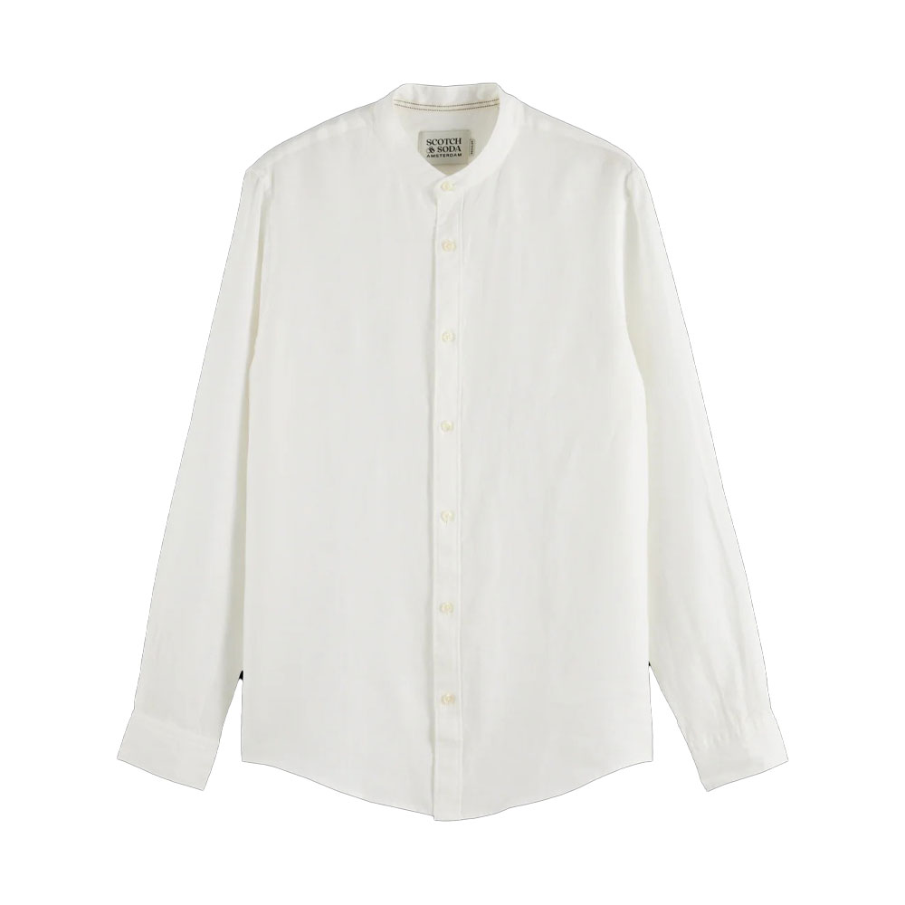 【2倍ポイント】SCOTCH & SODA スコッチアンドソーダ Essentials — Linen Stand Up Collar Shirt 179189 ノーカラーシャツ
