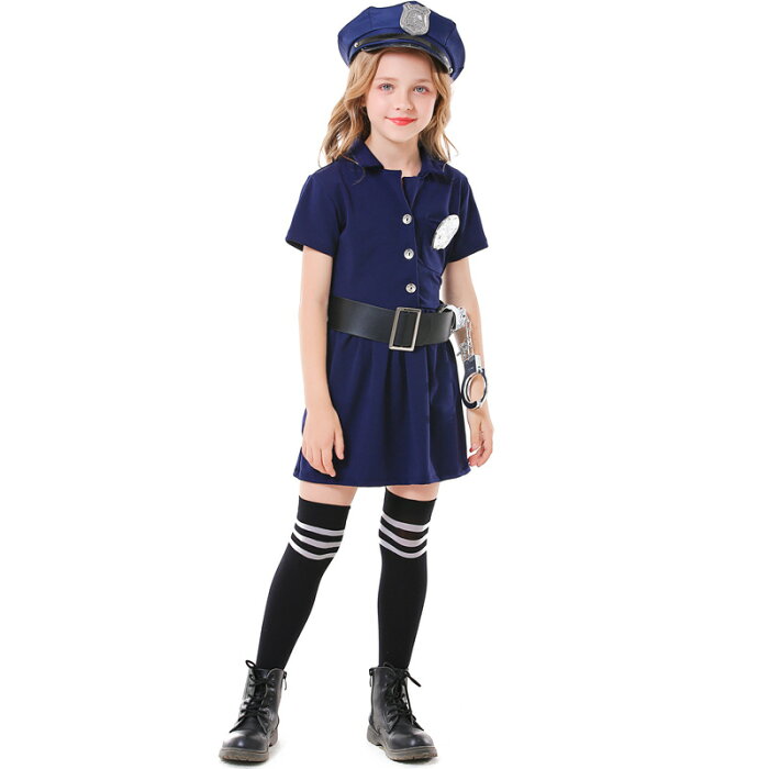 ハロウィン コスプレ キッズ ポリス 警察　帽子 仮装 子供 女の子 小さいサイズ 110 120 130 子ども 仮装 衣装 可愛い 子ども コスチューム