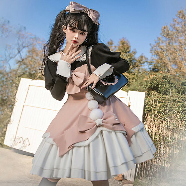 ロリータ ワンピース コスチューム メイド服 ゴスロリ ロリータワンピース 華やか メイド 豪華セット レディース 姫袖 姫ロリ 甘ロリ ゴシック ゴスロリ おとぎの国 日常 イベント 衣装 ベール ヘッドドレス 首飾り セット ドレス 小悪魔 bauty1721