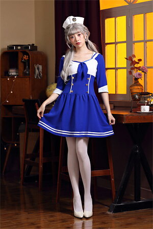 【レビュープレゼント付！】コスプレ セーラー服 マリン 水兵 海兵 ミニスカート 制服 女子高生 ブレザー ハロウィン ネクタイ付き コスチューム 衣装 仮装 セーラー服 セーラー 制服 長袖 スカーフ 紺 ボーダー 制服 アイドル 大人 女性 大人用 ステージ bau-bau-10011018 bau楽天市場店 サンプル画像3