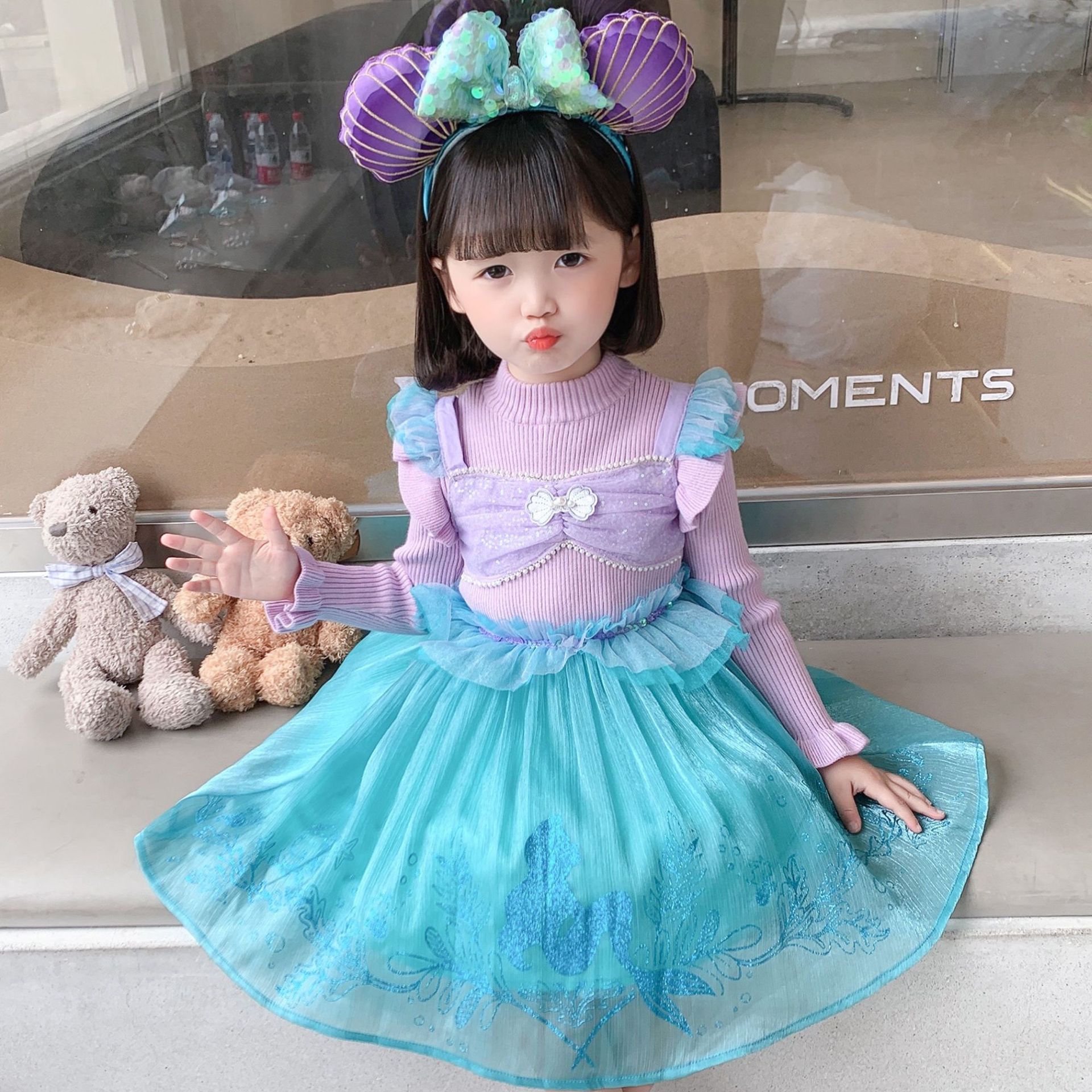 【あす楽対応】プリンセスドレスアリエルドレスプリンセス子供仮装長袖ワンピース子供用コスプレ衣装なりきりコス子供ドレスクリスマス子供服お姫様プリンセスドレスコスプレアニメキャラクター