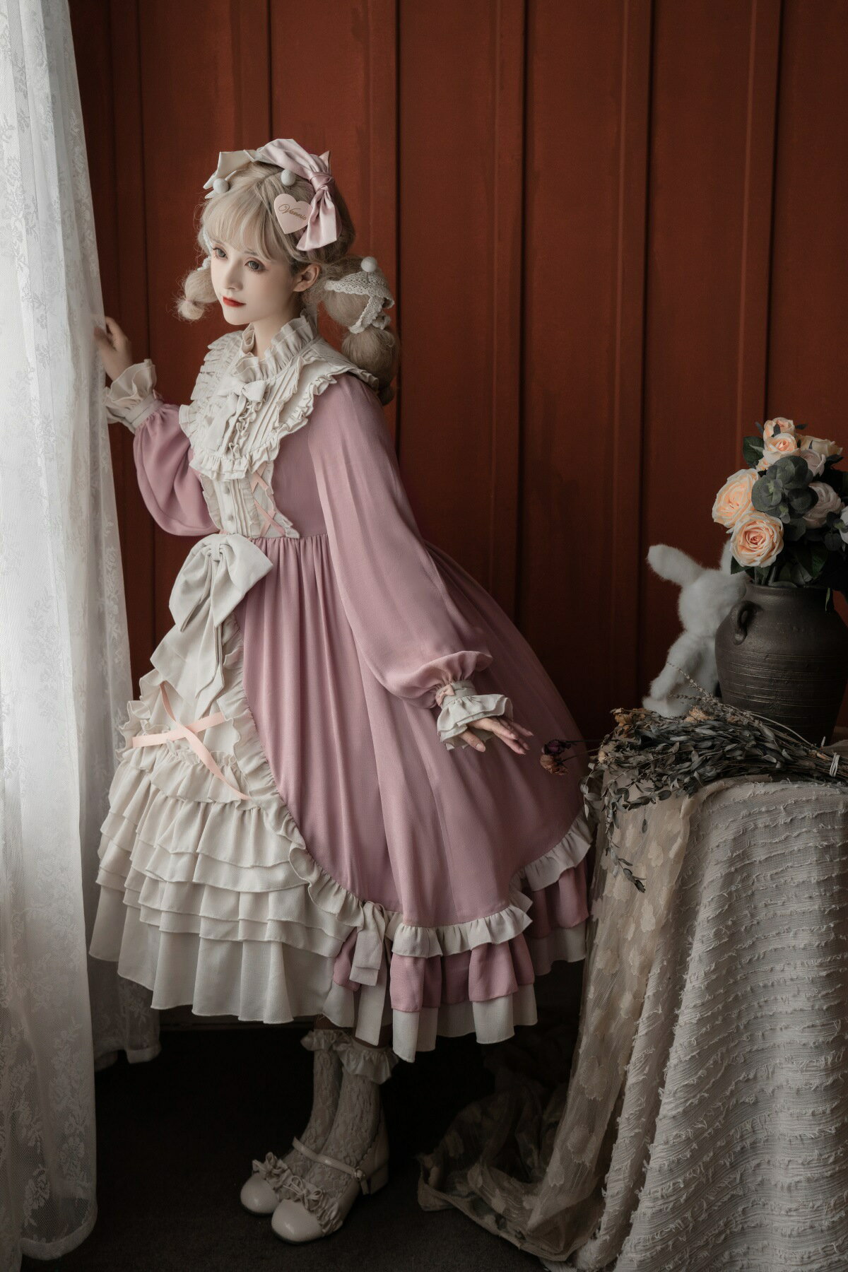 ロリータ服 ゴシック ロリータ ワンピース ゴスロリ レース リボン 豪華 可愛い スカラップ Lolita コスチューム ハロウィン コスプレ衣装 二次元ドレス メイド服 ロリータワンピース 華やか 甘ロリ イベント メイド 小悪魔 姫袖 ブランド品 ヘッドドレス おとぎの国 衣装