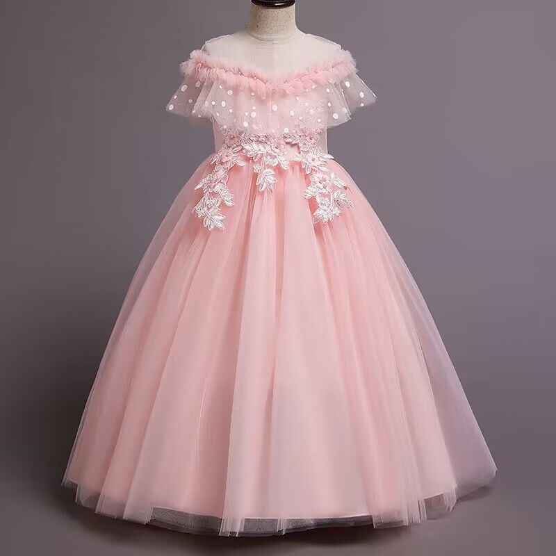 【レビュープレゼント付！】キッズドレス 子供 ドレス プリンセス ドレス 子どもドレス ワンピース 結婚式 ピアノ発表会 ロングドレス ドレス 女の子ワンピース 結婚式 七五三 お呼ばれ 上品 こども ピンク ホワイト120 130 140 150 160